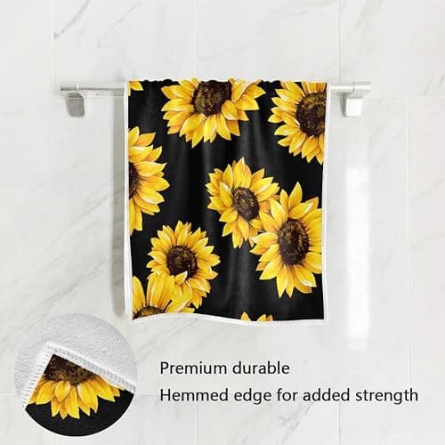 senya Decorative Bath Towel Dragonfly Watercolor Soft Hand Towels for Bathroom Spa Gym Sports 30"x 15" Funny (Black Sunflower) thumbnail 3