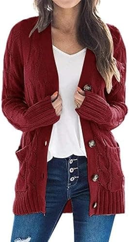 Kenhansion Women's Long Sweater Cardigan Sweater Long Sleeve Button Down Open Front Cable Knit Sweaters Fall Loose Outerwear - Image 1