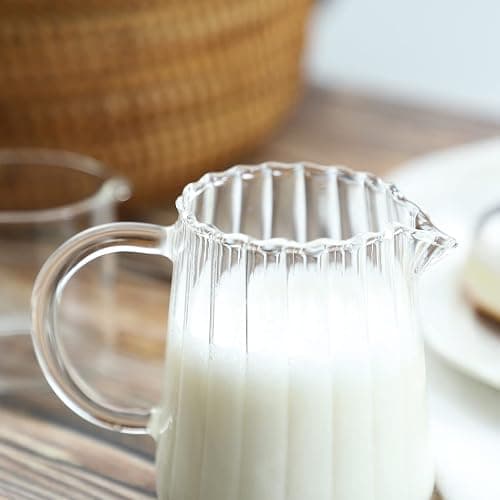 CHOOLD Elegant Wave Shaped Crystal Glass Creamer Coffee Pitcher/Serving Jug for Kitchen - Milk and Sauce - 8.5 oz thumbnail 3
