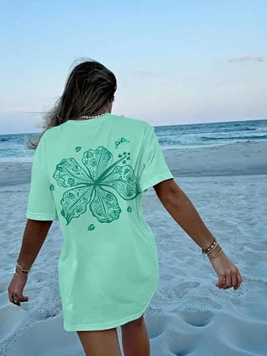 Oversized Graphic Tshirts for Women Teens Y2K Flower Short Sleeve Baggy Shirts Summer Aesthetic Beachy Coastal Tops thumbnail 4