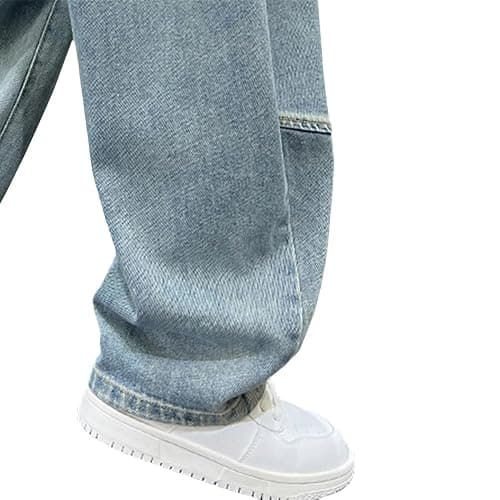 Nivne Tco Boys Baggy Jeans - Comfortable Streetwear Elastic Waist Pants with Pockets, Straight Leg Jeans for Tween thumbnail 5