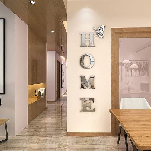 Doeean Home Wall Decor Letter Signs Acrylic Mirror Wall Stickers Decorations for Living Room Bedroom Home Decor Wall Decals (Silver, 47.2 X 15.3IN) thumbnail 4