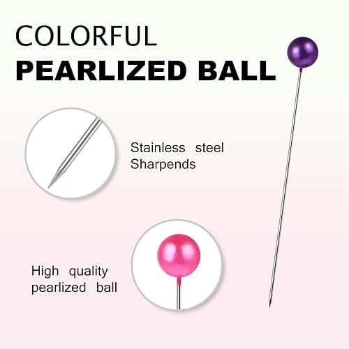 DEELOO Sewing Pins, 350 Pack, Stainless Steel & Pearl, Colored Ball Heads, 3.8cm, Sharp & Easy to Grip thumbnail 3
