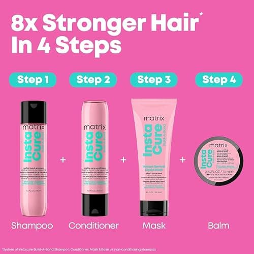 Matrix Instacure Build-A-Bond Mighty Bonds Shampoo and Conditioner Set - Bond Repair For Very Damaged Hair, Strengthens, Adds Shine & Softens with Citric Acid & Squalane, Vegan, Sulfate & Paraben-Free thumbnail 7