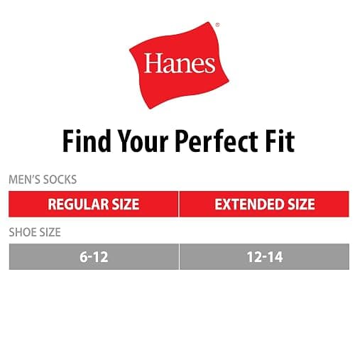 Hanes Men's Double Tough Crew Socks, 12-Pair Pack - 6-12 - White/ Grey Foot Bottom - 12 Pack thumbnail 5