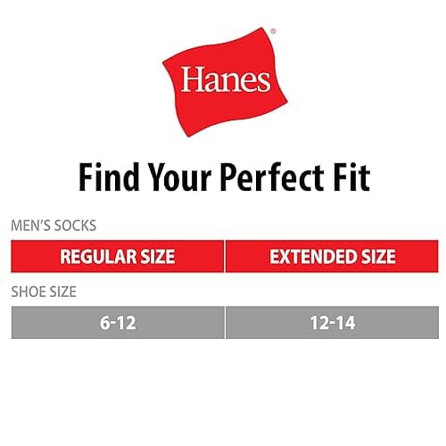 Hanes Men's Double Tough Socks, Crew and Ankle Moisturing Wicking Socks, Black & White, Multi-Packs thumbnail 7