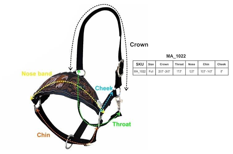 Majestic Ally Equestrian Designer Bronc Halter for Horses, Hand-Tooled Leather Nose, Padded Nylon Crown and Noseband thumbnail 3