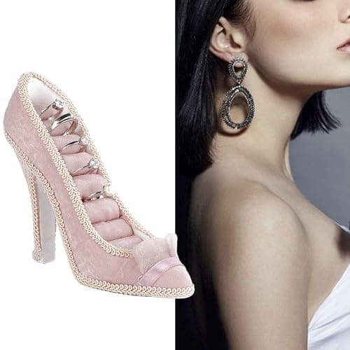 Earrings Display Rack, Jewelry Display Organizer Model Dress High-Heeled Shoes Earring Ring Holder Stand Display for Women Girl Gifts(High-Heeled-2 5.3 4.5in) thumbnail 9