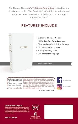 NKJV, Gift and Award Bible, Leather-Look, White, Red Letter, Comfort Print: Holy Bible, New King James Version thumbnail 2