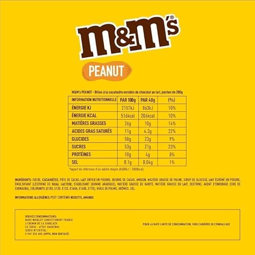 M&M'S Peanut Bonbons Chocolat au Lait et Cacahuètes Sachet 200g | Bonbons chocolat M&M'S au lait avec cacahuètes croquantes en format pratique à partager pour vos pauses gourmandes thumbnail 2