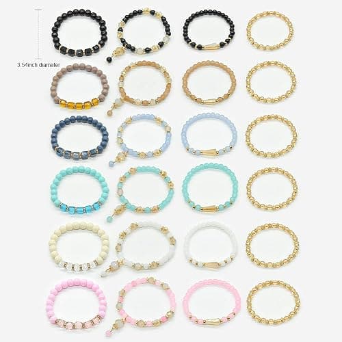 Bohemian Bracelet Sets for Women - 6 Sets Stackable Stretch Bracelets Multi-color Boho Jewelry for Women Hippie Bracelets Dainty Jewelry thumbnail 3