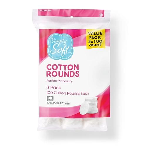 Medline Simply Soft Cotton Rounds (300 Count), 100% Cotton Absorbent and Textured Cotton Pads, Lint-Free - Image 1