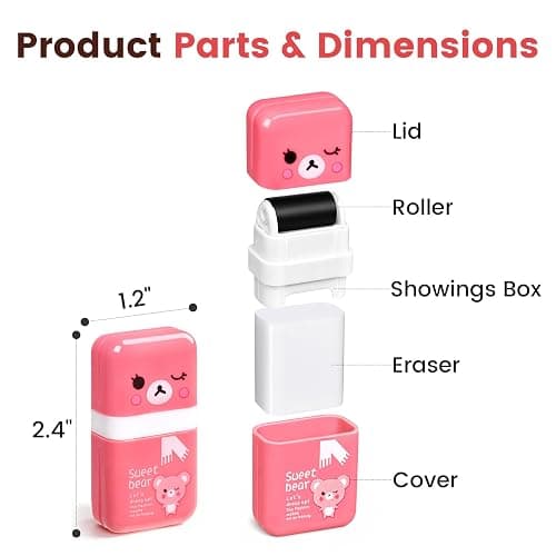 Sooez 12 Pack Pencil Erasers, Cute Erasers Pencil Eraser with Clean up Roller Pencil Eraser Shaving Roller Case Erasers for Party Favors Gift Supplies thumbnail 3