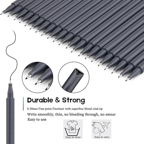 Taotree Journal Planner Pens, 24 Black Fine Point Pens, Ideal for Art, Crafts, Scrapbooks, School, Office, and More | Journaling Planner Adult Coloring Books, Fine Point Markers, Office Supplies Teacher Art Bullet Note Taking Scrapbooking thumbnail 3