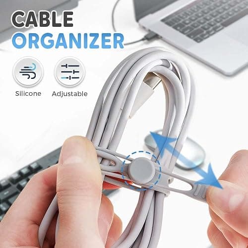Silicone Cable Organizer Management,Reusable Cable Ties,Cord Holder Charger Wire Organizer for Bundling and Fastening Cable Cords Wires,Home Office Travel Gadgets (Colorful-10PC) thumbnail 3