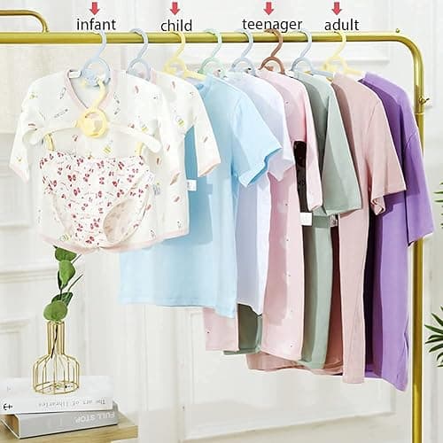 HGYZE Baby Nursery Closet Hangers, Non-Slip and Extendable Laundry Infant Pant Hangers for Newborn Clothes - 20pcs Colourful Gifts - Adjustable Children Coat Hanger for Girl Boy Toddler Kid, Colorful thumbnail 2