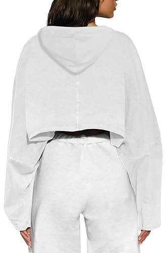 Remidoo Women's Hoodies Pullover Long Sleeve Cropped Sweatshirt Loose Shirt thumbnail 3