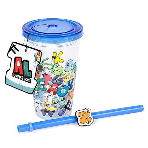 Alphabet Lore - Letter Jumble Tumbler (6" Drinkware w/Boba Straw, Screw-Top Lid & 3D Charm) thumbnail 3