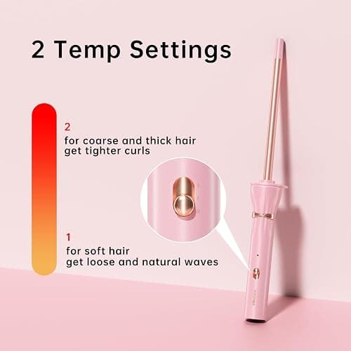 Hahahope 3/8 Inch Skinny Curling Wand, 9mm Mini Barrel for Short & Long Hair, Dual Voltage with 2 Heat Settings, Fast Heat Ceramic Curler thumbnail 5
