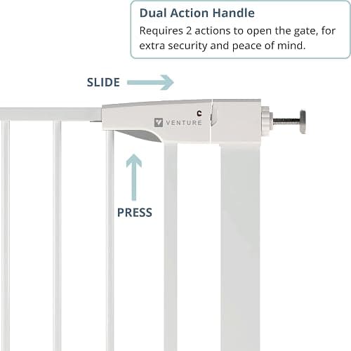 Venture Q-Fix 110 cm extra tall pressure fit pet safety gate and baby gate 73-80cm wide, 90° two way open, auto close stair gate for baby and pet - White - White Gate thumbnail 5