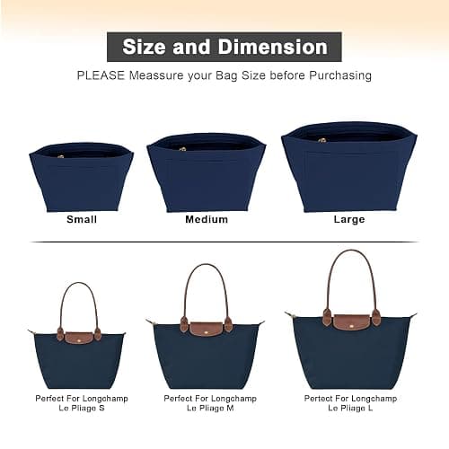 LOUKAYCCI Felt Purse Organizer Insert for Longchamp Le Pliage M Handbag Insert (Dark Blue, Medium) thumbnail 4