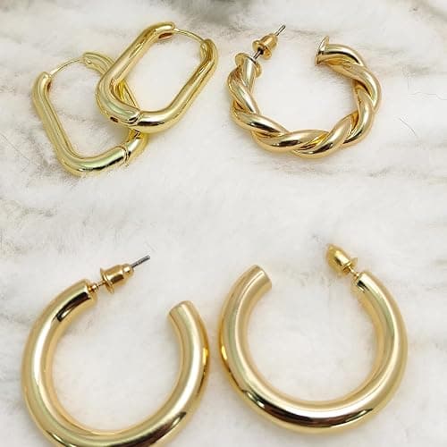 Jeyfull Huggie Hoop Earrings Set for Women - 14K Gold Plated Hypoallergenic Hoops for Women thumbnail 7