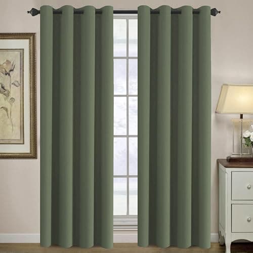 H.VERSAILTEX Blackout Curtain for Living Room Thermal Insulated Window Treatment Curtain Extra Long 96 inch Length Energy Saving Solid Grommet Top Blackout Drape, One Panel, Bronze Green, 52"W x 96"L - Image 1