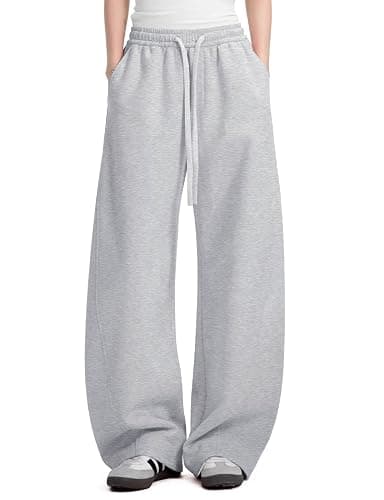 FACDIBY Womens Barrel Sweatpants Fleece Lined Wide Leg Sweat Pants Cotton Elastic Waisted Trousers with Pockets - Image 1