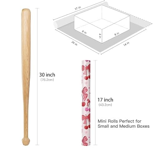 RUSPEPA Cherry Bow Wrapping Paper Roll, Valentine Gift Wrap, Pink and Red Wrap Paper for Girl Birthday, Valentine's Day, Bachelorette, Galentines, 17 Inch x 16.4 Feet thumbnail 6