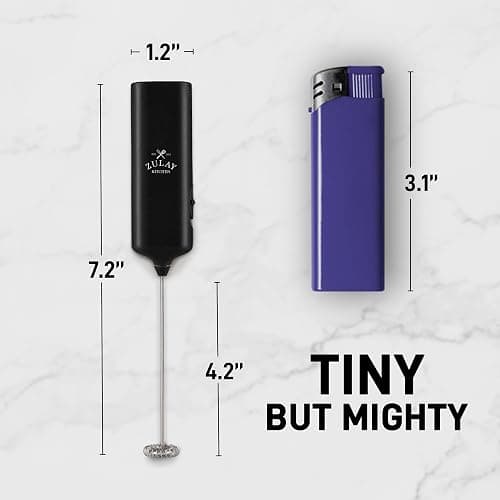 Mini & Mighty Milk Frother Wand – Powerful Handheld Coffee Frother, Battery Operated Drink Mixer – Compact Pocket Size – Detachable Whisk for Latte, Cappuccino, Matcha, Hot Chocolate – Black thumbnail 3