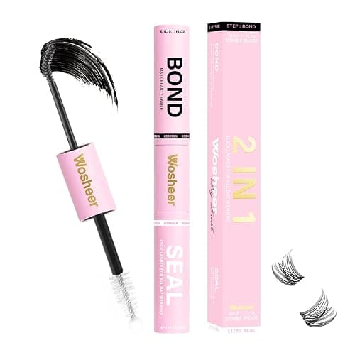 Wosheer Eyelash Glue 2 In 1 Cluster Lash Bond and Seal for Eyelash Extensions Individual Cluster Lashes with Strong Hold Eyelash Waterproof 72h (Black Lash Glue) - Image 1