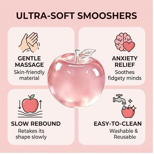 Glitter Pink Apple Squishy Toy,Slow Rebound Smooshers Stress Relief Squishy | Premium Slow-Rebound Glitter Apple Squishy Offers Portable Reusable Stress Relief As A Lovely Handy Gift thumbnail 3
