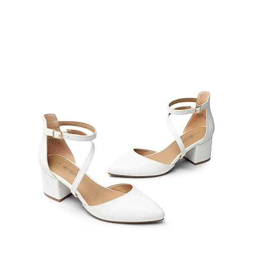 DREAM PAIRS Women's Closed Pointed Toe Low Chunky Heels Pumps Ankle Strap Wedding Business Dressy Shoes thumbnail 6