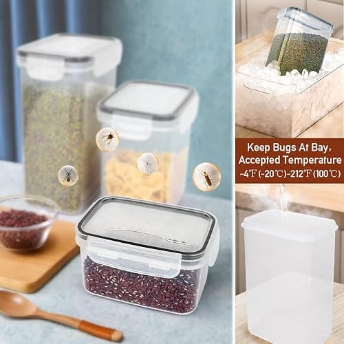 JUJOJB 64 PCS Airtight Food Storage Containers With Lids BPA Free,6 Pack With Pouring Spout Cereal Containers Storage for Kitchen Pantry Organization and Storage,Dishwasher safe,Labels Marker thumbnail 4