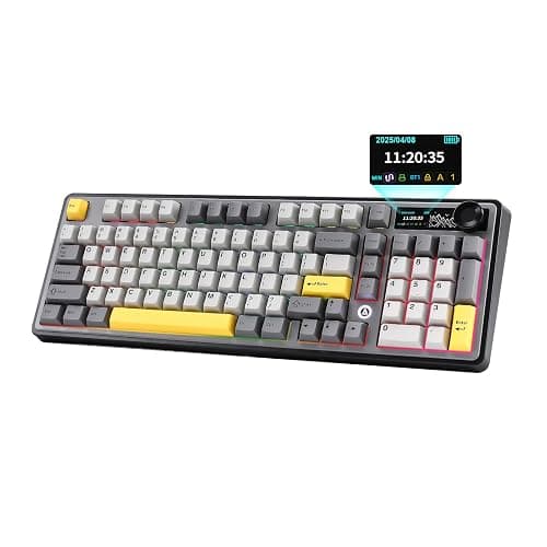 MIKIBY AJAZZ AK980 Wireless Keyboard with Smart Display & Knob,98% Mechanical Keyboard Tri-Mode BT/2.4G/USB-C, Hot Swappable, PBT Keycaps, with RGB Light for Win & Mac(Black,Murad Switch) - Image 1