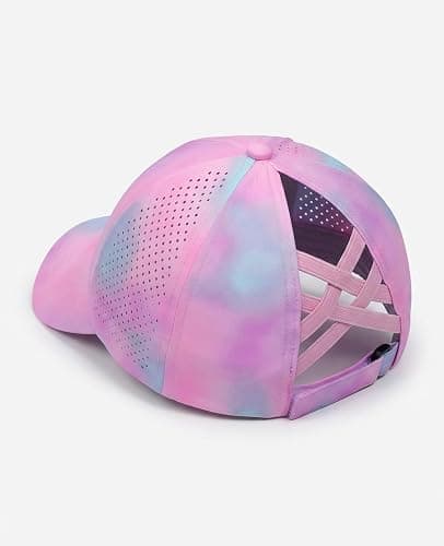 New Updated Little Girls Criss Cross Ponytail Hat Reflective Baseball Cap Waterproof Quick Dry Sports Hats for Kids Age 3-8 thumbnail 3