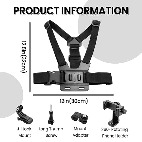 Mobile Phone Chest Mount Set, Strap Holder Cell Phone Clip for Action Camera POV Compatible with Samsung iPhone Plus etc thumbnail 2