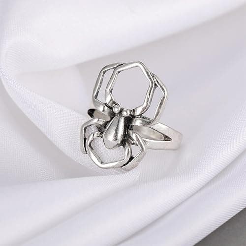 Yheakne Gothic Spider Ring Silver Spider Oxidized Ring Chunky Statement Ring Punk Animal Ring Halloween Jewelry for Women and Girls thumbnail 2