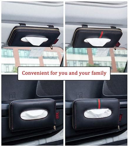 Car Tissue Holder, Car Visor Tissue Holder, Perfect Solid Color Auto Tissue Box, Tissue case Holder for car (Black) - Black thumbnail 5