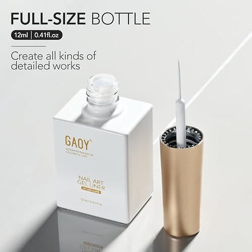 GAOY White Swirl Gel Nail Polish Art Liner, 12ml Classic Color Nail Paint Design with Thin Brush, UV Light Cure for DIY French Manicure at Home thumbnail 6