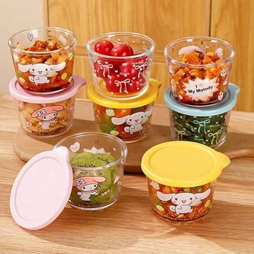 yaocoral 4 Pack 9 OZ Small Cute Glass Containers with Lids,Clear Food Jars Airtight Glass Food Container for Fruit,Food Portion,Overnight Oats,Pickles,Dipping Sauce,Snack,Yogurt thumbnail 7