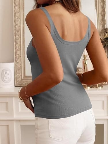 Ivay Womens Scoop Neck Ribbed Knit Tank Top Sleeveless Cotton Wife Beater Camisole Shirts thumbnail 4