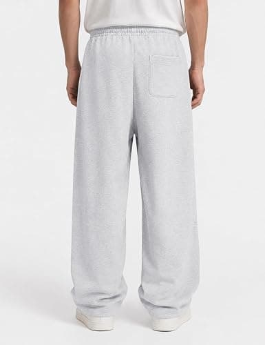 HeSaYep Men's Baggy Sweatpants Fleece Lounge Wide Leg Sweat Pants | Open Bottom Cotton Pants Winter Thermal Straight Leg Pants Athletic Gym Workout Running Sleep Casual Sweatpants with Pockets thumbnail 2