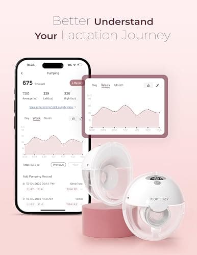 Momcozy M5 Smart Breast Pump, APP Controlled Wearable Hands‑Free Electric Pump, 3 Modes 9 Suction Levels, Portable Lightweight Pump, 24mm Flange, 2 Count, Quill Gray thumbnail 3