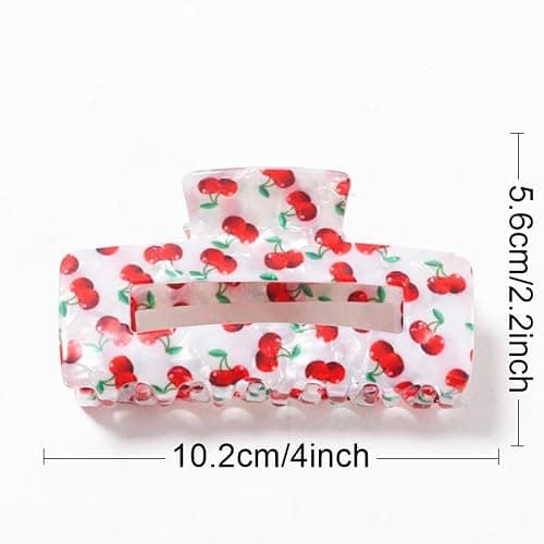 FRUZJAY Cherry Hair Claw Clips Acrylic Hair Clip Fruit Hair Clamp Red Cherry Hair Accessories Square Shape Hair Clips Non-Slip Strong Hold Hair Jaw Clip Spring Summer Beach Hair Barrettes for Women thumbnail 7