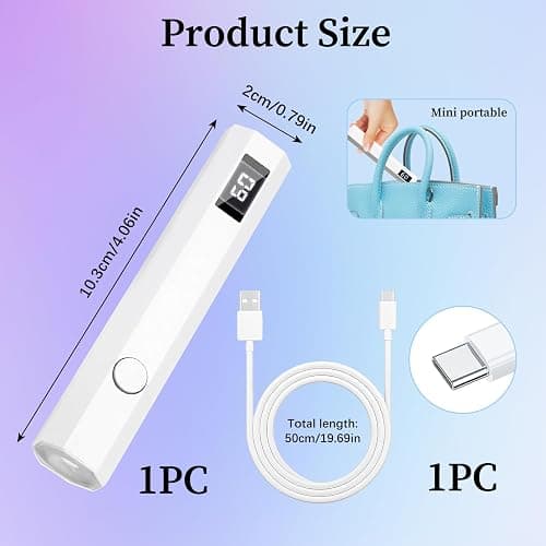 Mini UV Lamps for Gel Nails with LED Screen 3W Nail Lamp Handheld 180mAh USB Rechargeable Quick Drying 20s 60s Timer Portable Valentine Mothering Sunday Gift for Women Nail Stickers DIY Home Travel thumbnail 2