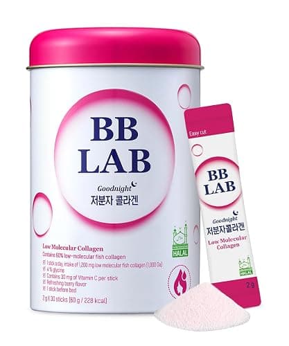 BB LAB Good Night Low Molecular Collagen Powder Stick Supplement, Halal Certified, Korean Marine Collagen, Fish Collagen Peptides, Vitamin C, Glycine, Fast Absorption, Mix Berry Flavor - Image 1