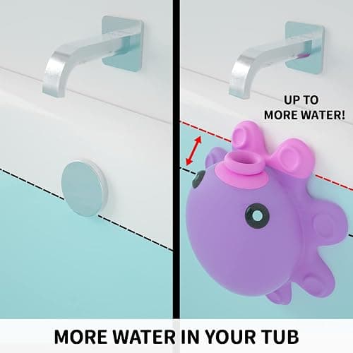 Bathtub Overflow Drain Cover - Tub Overflow Drain Cover, Soak Bath, Spa Accessories - Adds Inches of Water for Deeper Bath (Silicone, Hot Pink) thumbnail 4