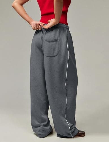 HeSaYep Women's Wide Leg Sweatpants Y2k Interior Drawstring Baggy Joggers Dancer Pants Streetwear with Pockets thumbnail 3
