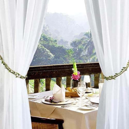 Valea Home Curtain Tiebacks Ropes Natural Burlap Rope Holdbacks with Artificial Vines Fake Foliage Ivy Leaf for Rustic Wedding Party Home Decorative Curtain Holders, Set of 4 thumbnail 4